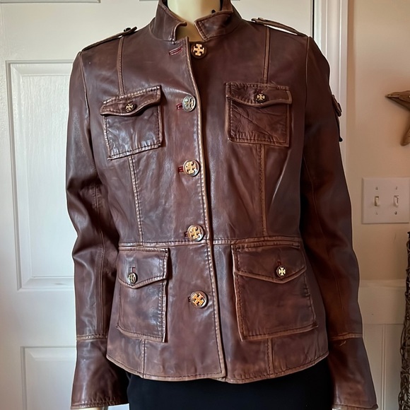 Tory Burch Jackets & Blazers - TORY BURCH Iconic Brown Sgt Pepper Leather Military Jacket 12